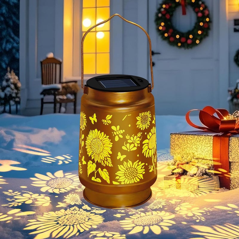 ostritec Christmas Gifts Solar Lanterns Outdoor Waterproof Hanging Solar Lights, Sunflower Garden Decor, Hanging Metal Garden Lights for Yard Patio Lawn Landscape, Birthday Gifts for Women Mom,Grandma - Image 1